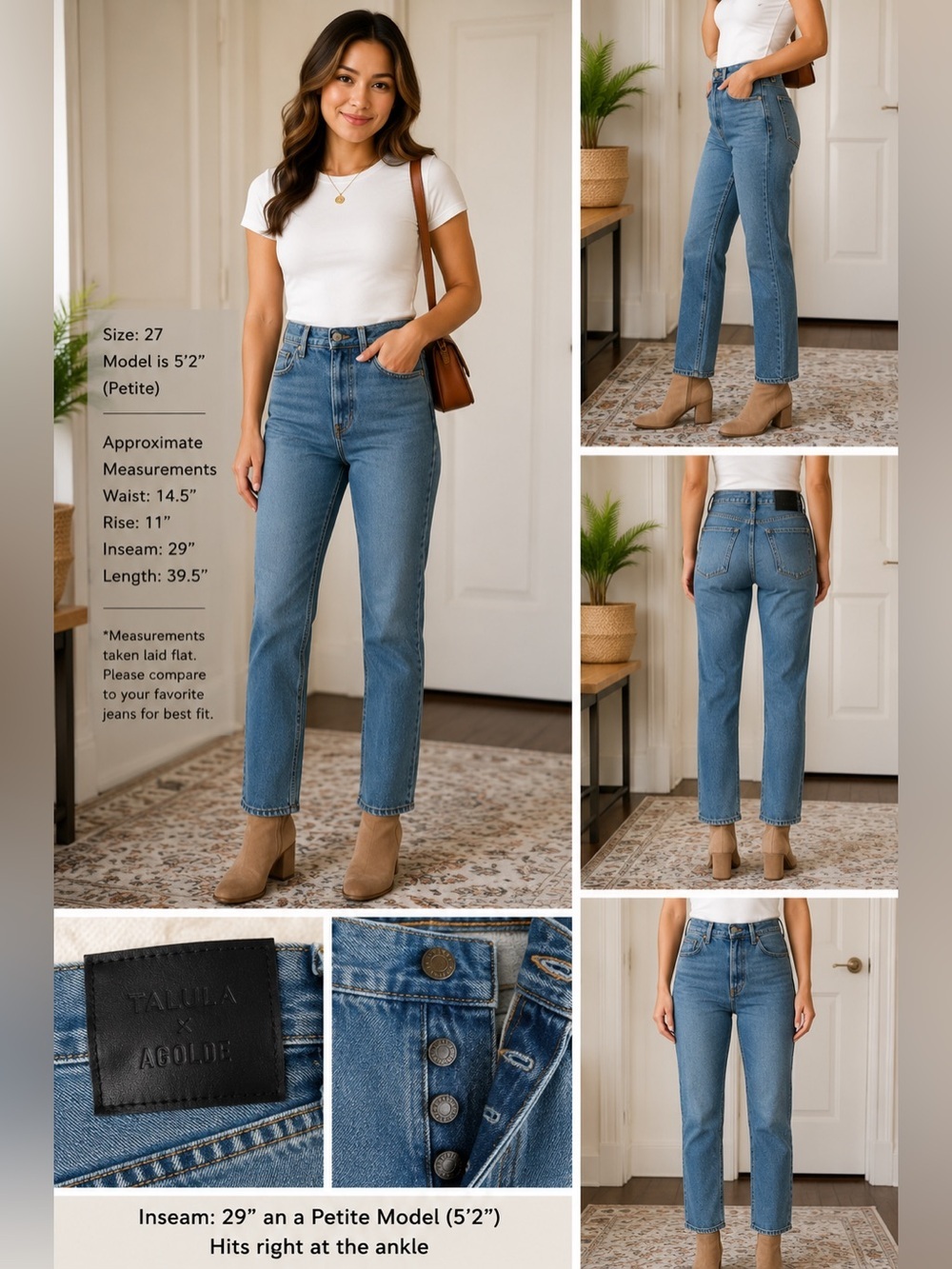 Talula x AGOLDE High Rise Taper Jeans 27 Made USA Button Fly Denim